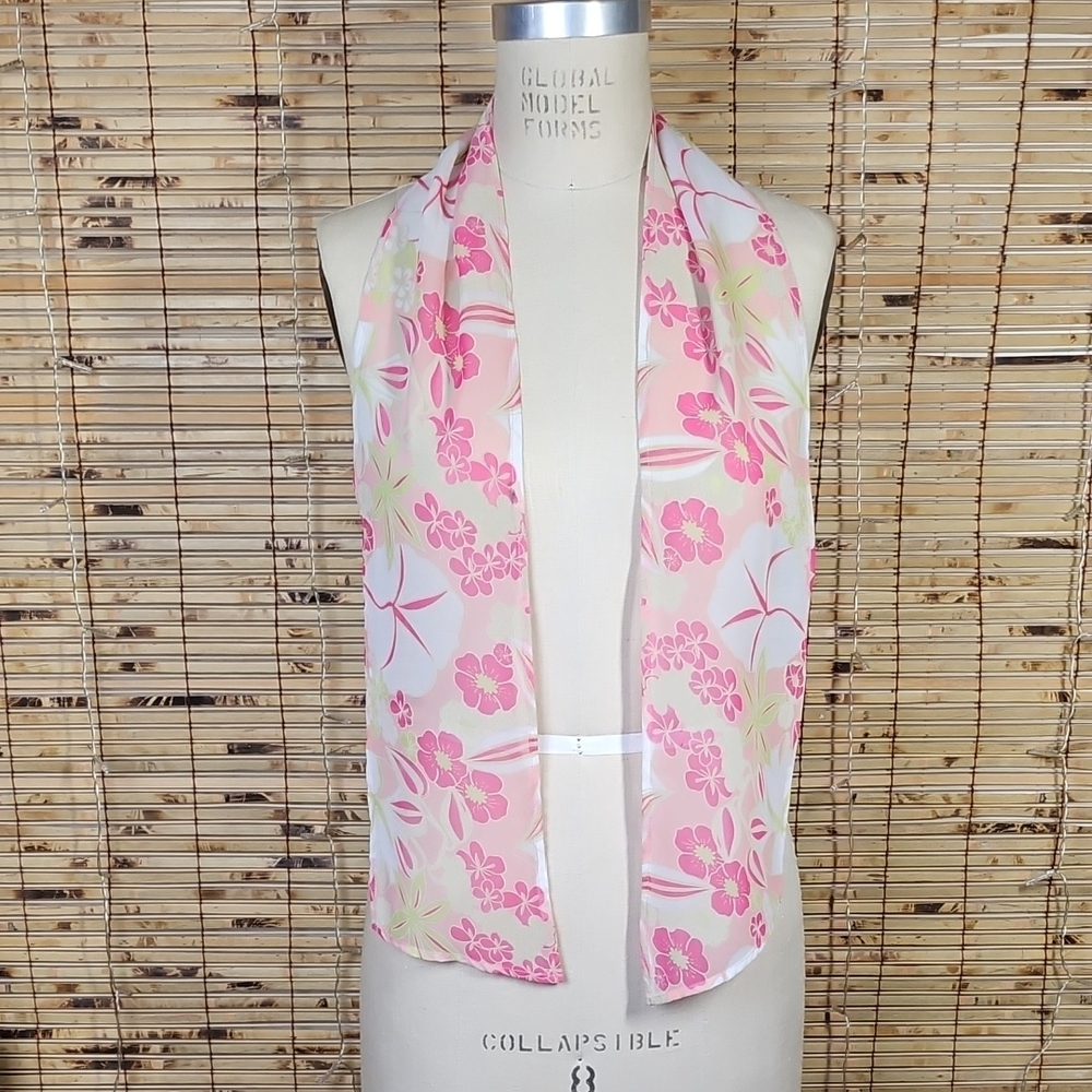 Floral Pink and Green Scarf